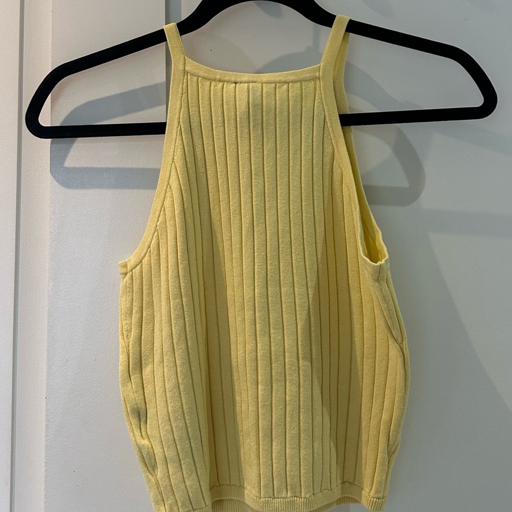 Divided Light Yellow Ribbed Tank Top - Picture 3 of 3